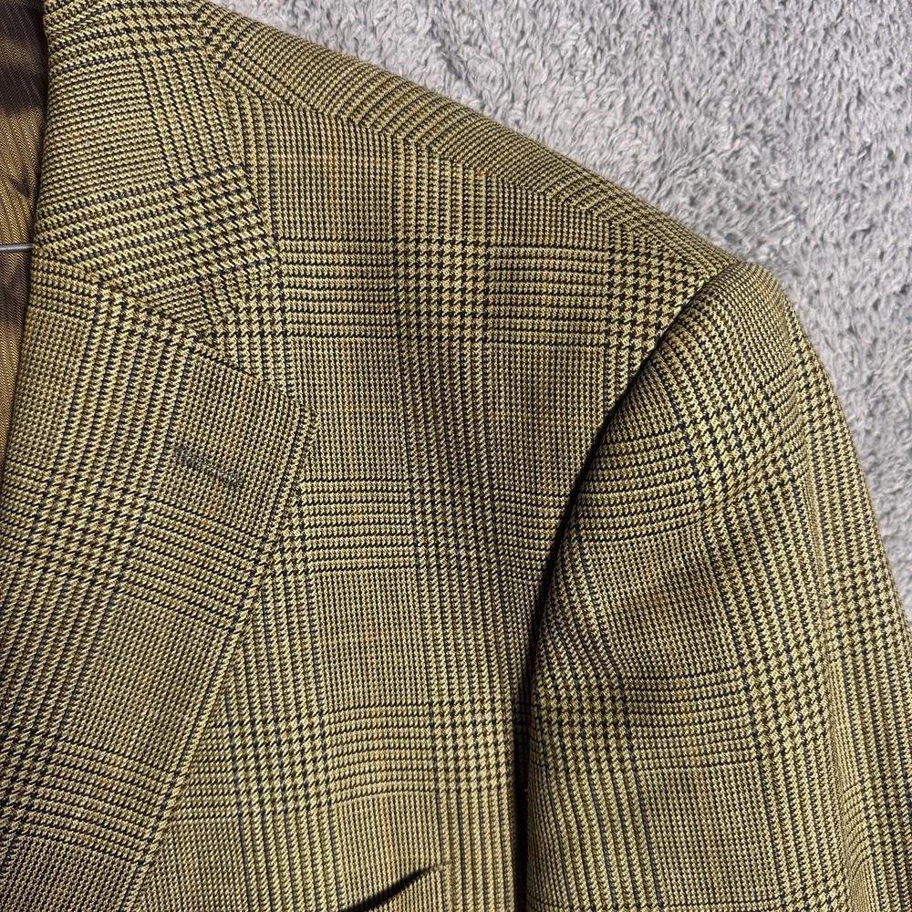 Pendleton Blazer Men 44R Wool Silk Linen Sport Coat Glen Check Old Money Vintage